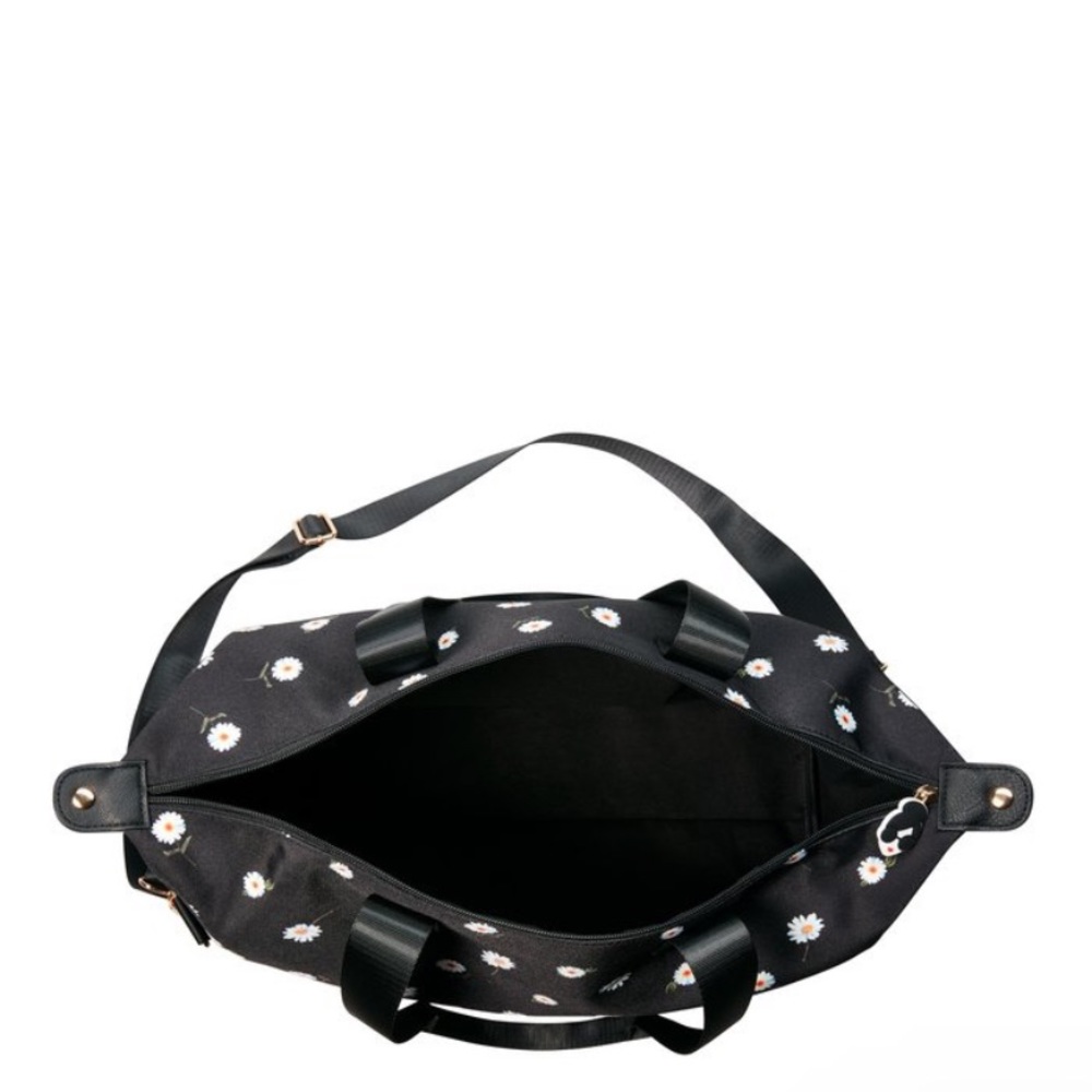 ALICE + OLIVIA Daisy Print Duffle Bag in Black - Picture 8 of 9